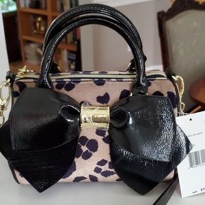 Betsey Johnson small bowed leopard bag.